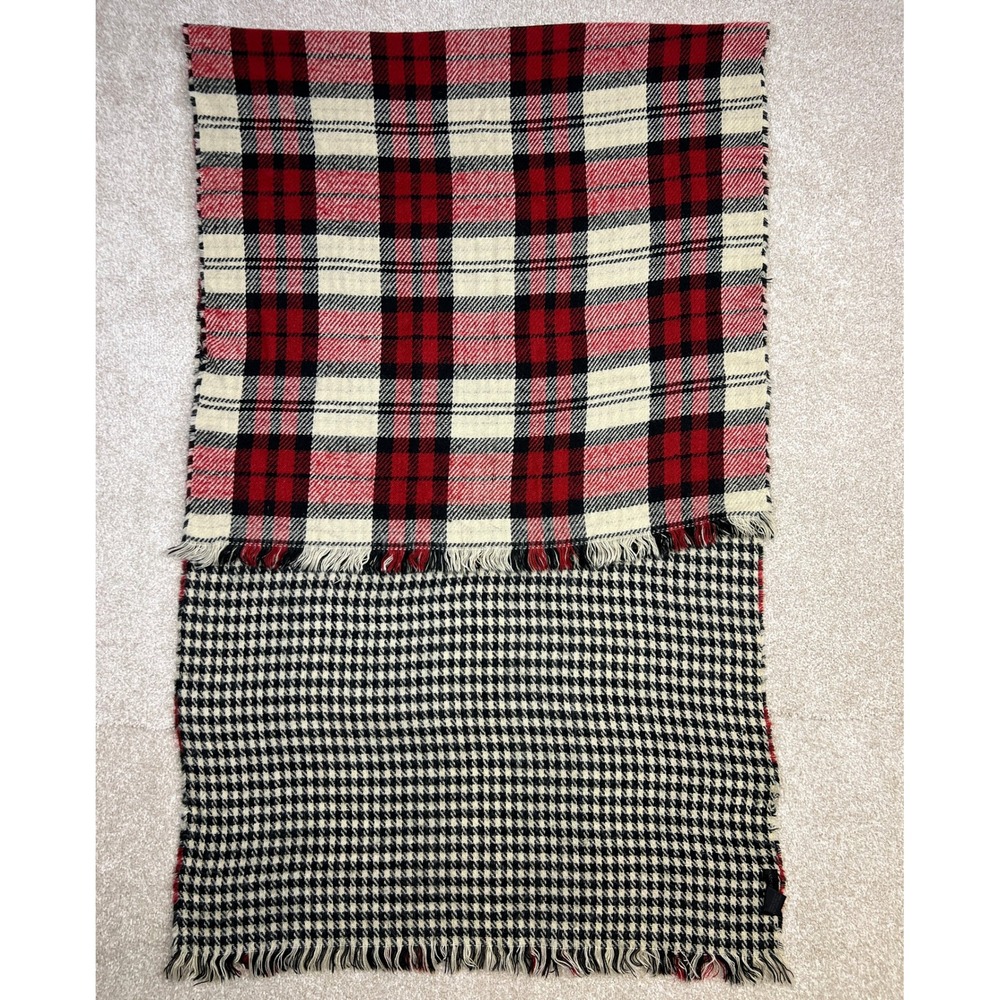 Steve Madden‎ Reversible Plaid Houndstooth Blanket Scarf Acrylic (27inx70in)